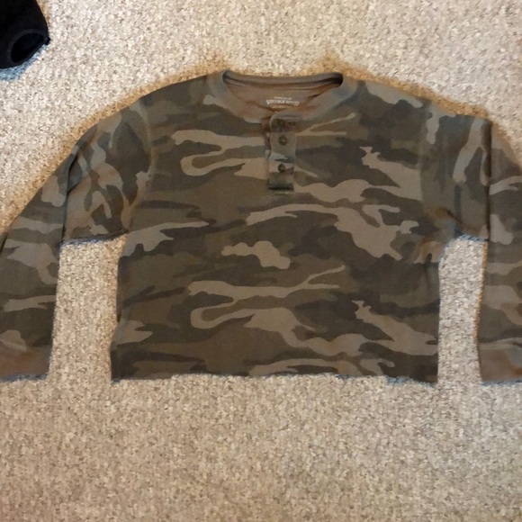Vintage Retro Army Print Cropped Waffle 